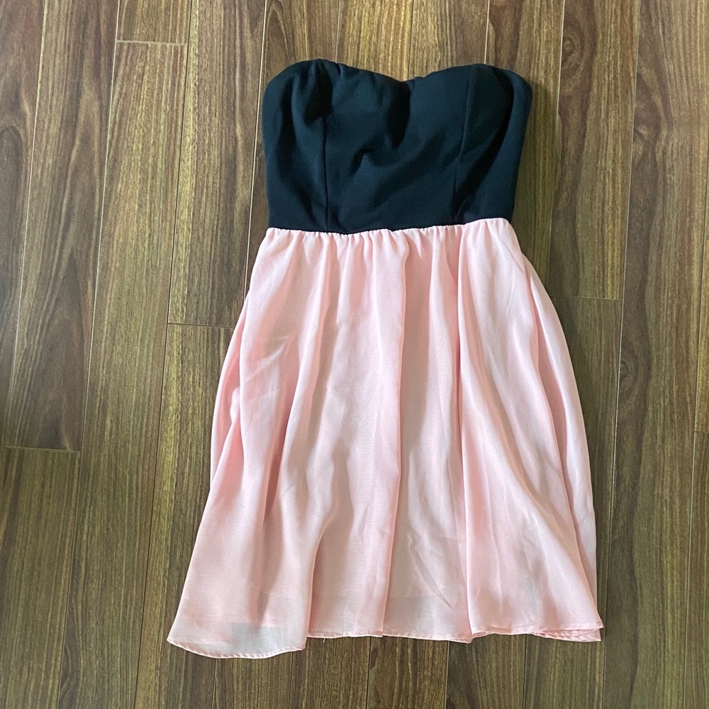 Eclipse Black and Pink Strapless Dress